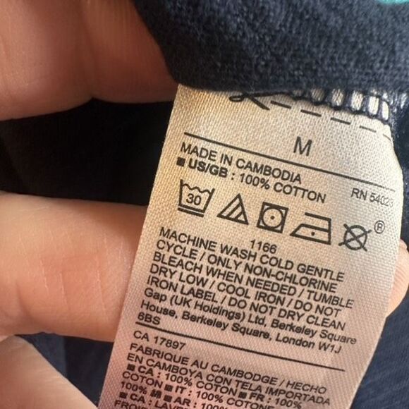 NWT Gap Tank Tops Linen Blend Turquoise & Navy Easy Comfort Medium Small - Picture 11 of 12